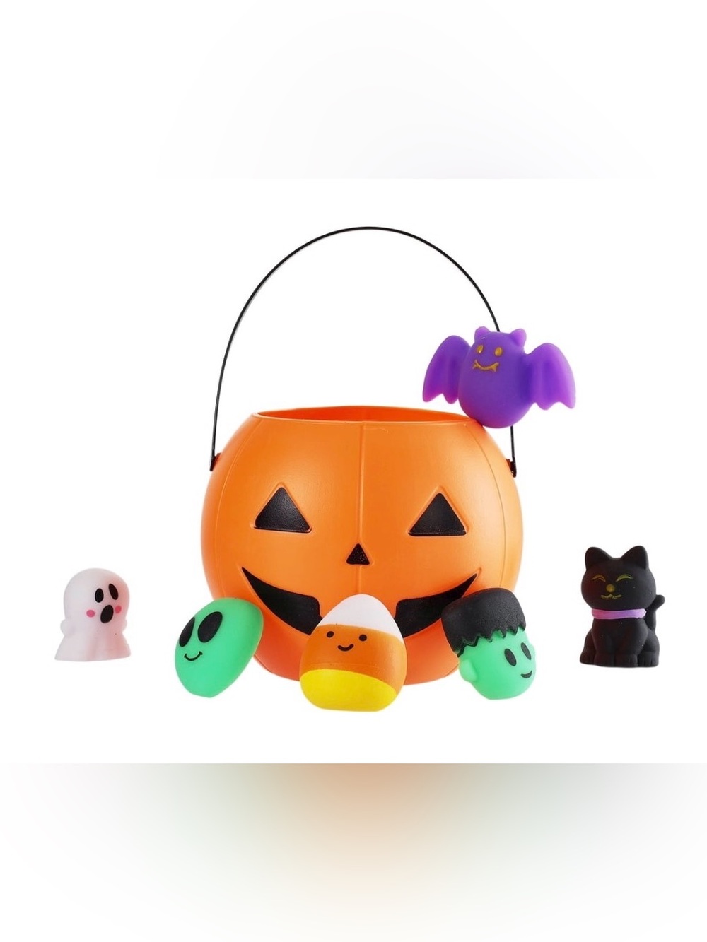 18 Squishy Filled Halloween Jack-O'-Lantern Trick-or-Treat Bucket & squishies